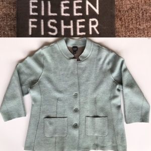 Eileen Fisher Soft Wool Blue/Green Jacket
